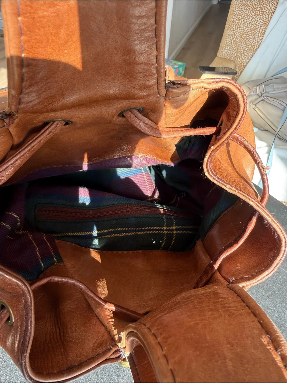 Hidesign Leather Sling Backpack Bag Adjustable Strap